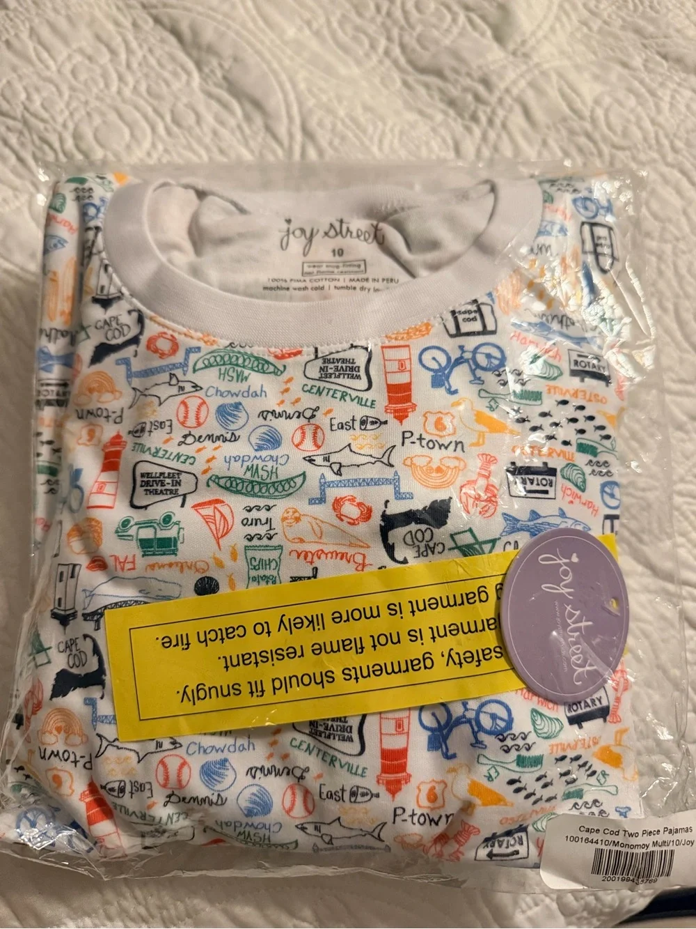 NWT Joy Street Kids White Multi-Color Cape Cod “Monomoy Multi Print” Pajama Set